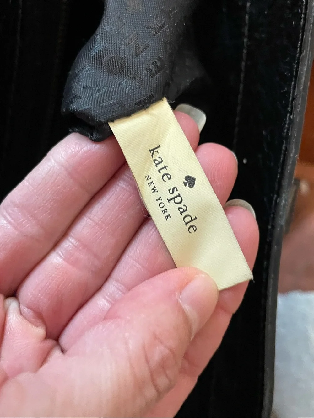 Y2K Kate Spade New York black croc work bag footed zipper top